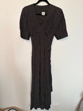 Vintage COMRAGS Viscose Pattern Waist-Tie MIDI Dress - Small